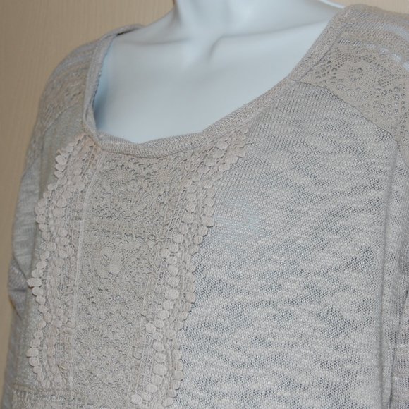 Anthropologie One September Crocheted Heirloom Pullover Gray Medium - Picture 8 of 9